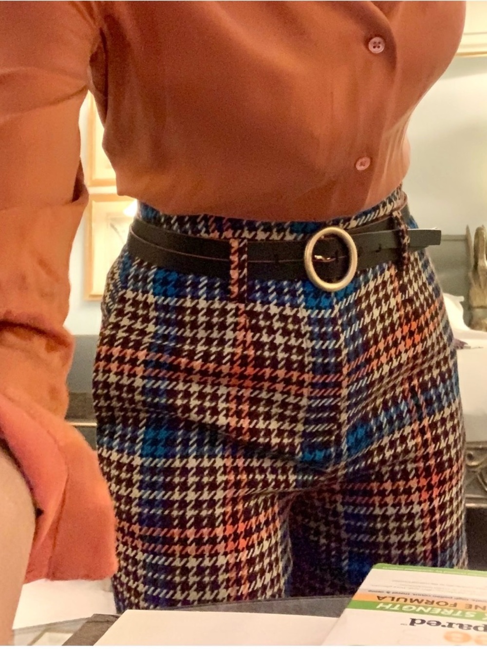 Dorothee Schumacher High-Waisted Plaid Wide-Leg Trousers w/ Belt - Picture 11 of 13